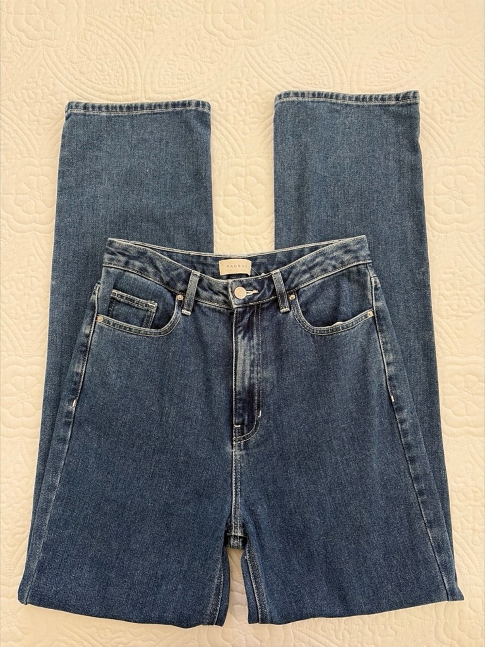 PacSun Straight Leg High-Rise Jeans in Dark Blue Wash Size 28